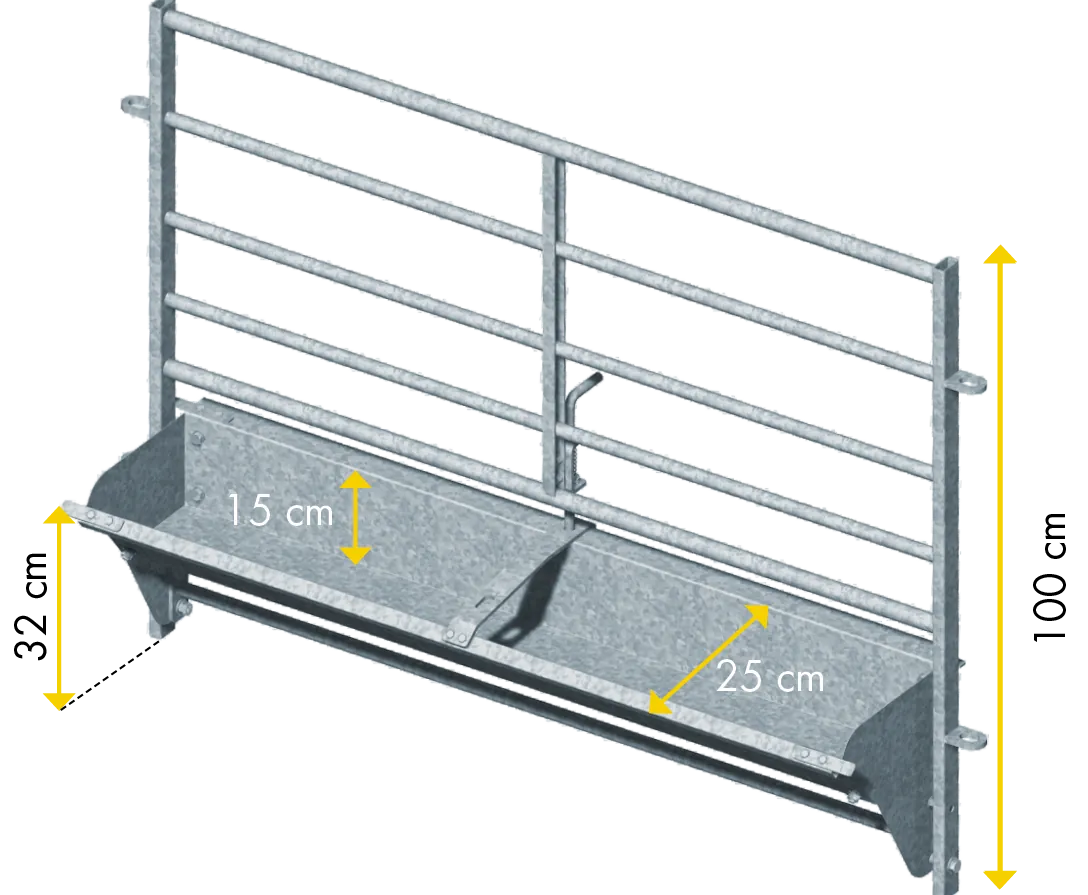 Horde mit Klapptrog L= 2,39, H= 1,00 m