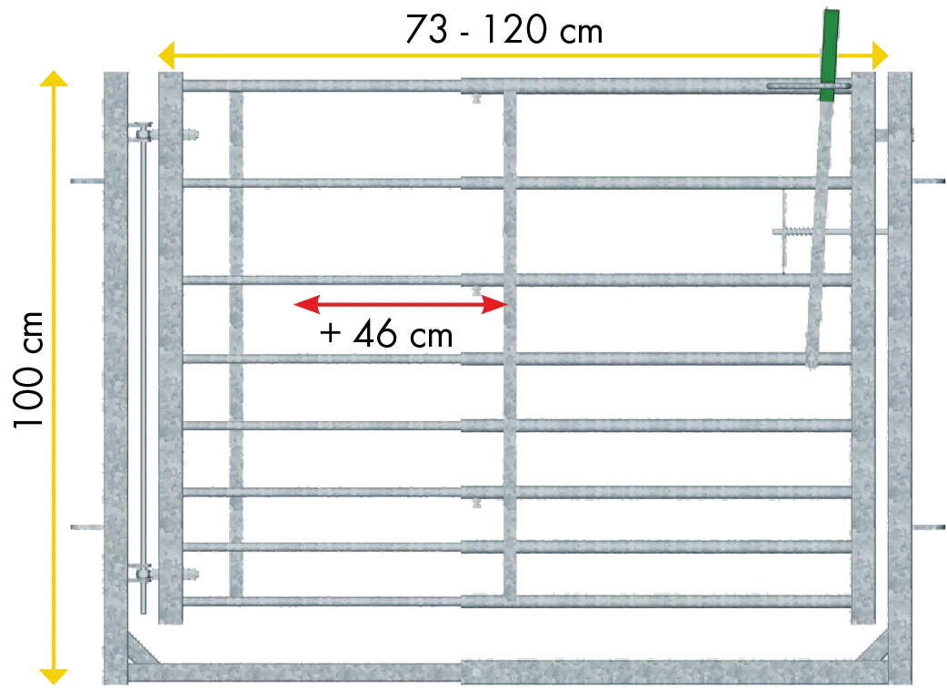 Tor mit Rahmen verstellbar L=0,94 - 1,39 m, H= 1,00 m