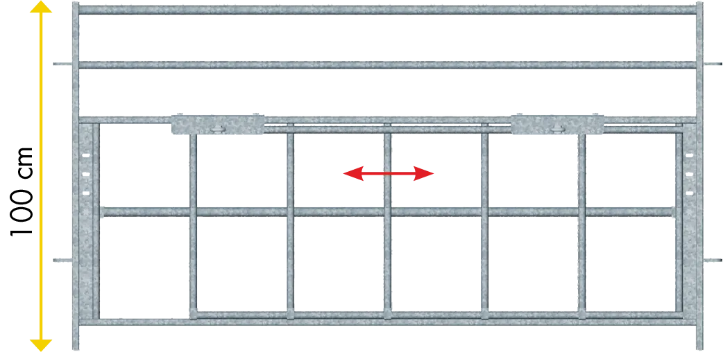 Abtrennung mit verstellb. Lämmerschlupf L= 1,89 m, H= 1,00 m