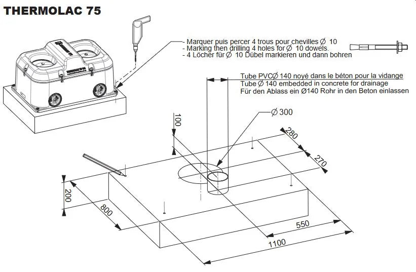 Thermolac 75B, 2 Tränkeschalen, 75 Liter