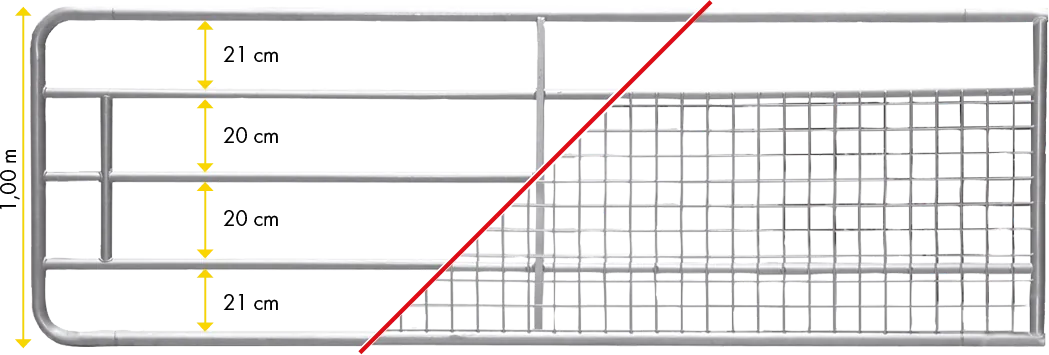 Weidetor 5,0 m, mit Gitter, verzinkt inkl. Montageteile