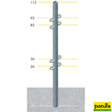 Pfosten Quadrat 40 x 40 mm, 1,45 m, Wandstärke 3,0 mm, angeschweißte Laschen, 3 Bohrungen, für Schafe und Ziegen
