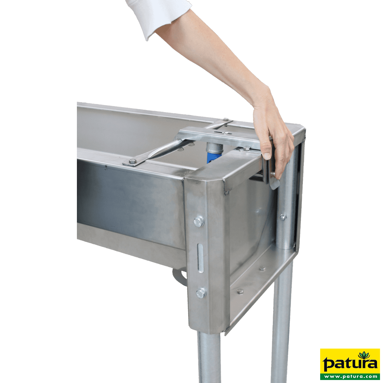 Schnellablauf-Trog, Edelstahl, 1,40 m, 100 l, Modell 6714, für Wandmontage, mit Stopfenhalter