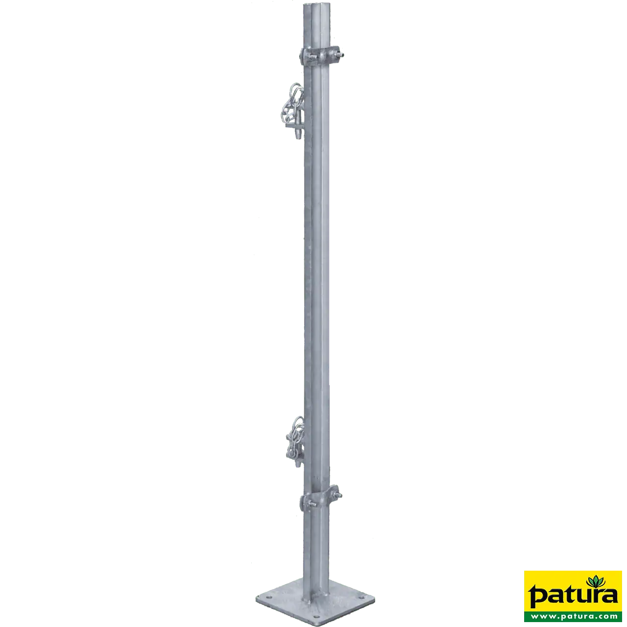 Pfosten L= 1,35 m, mit Bodenplatte zur Montage von Fressgittern an Panels