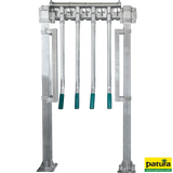 Trägergestell für Fingergatter, 2 m, Quadratrohr 80 x 80 mm, Rohr Ø 60,3 mm, mit 2 Klemmringen