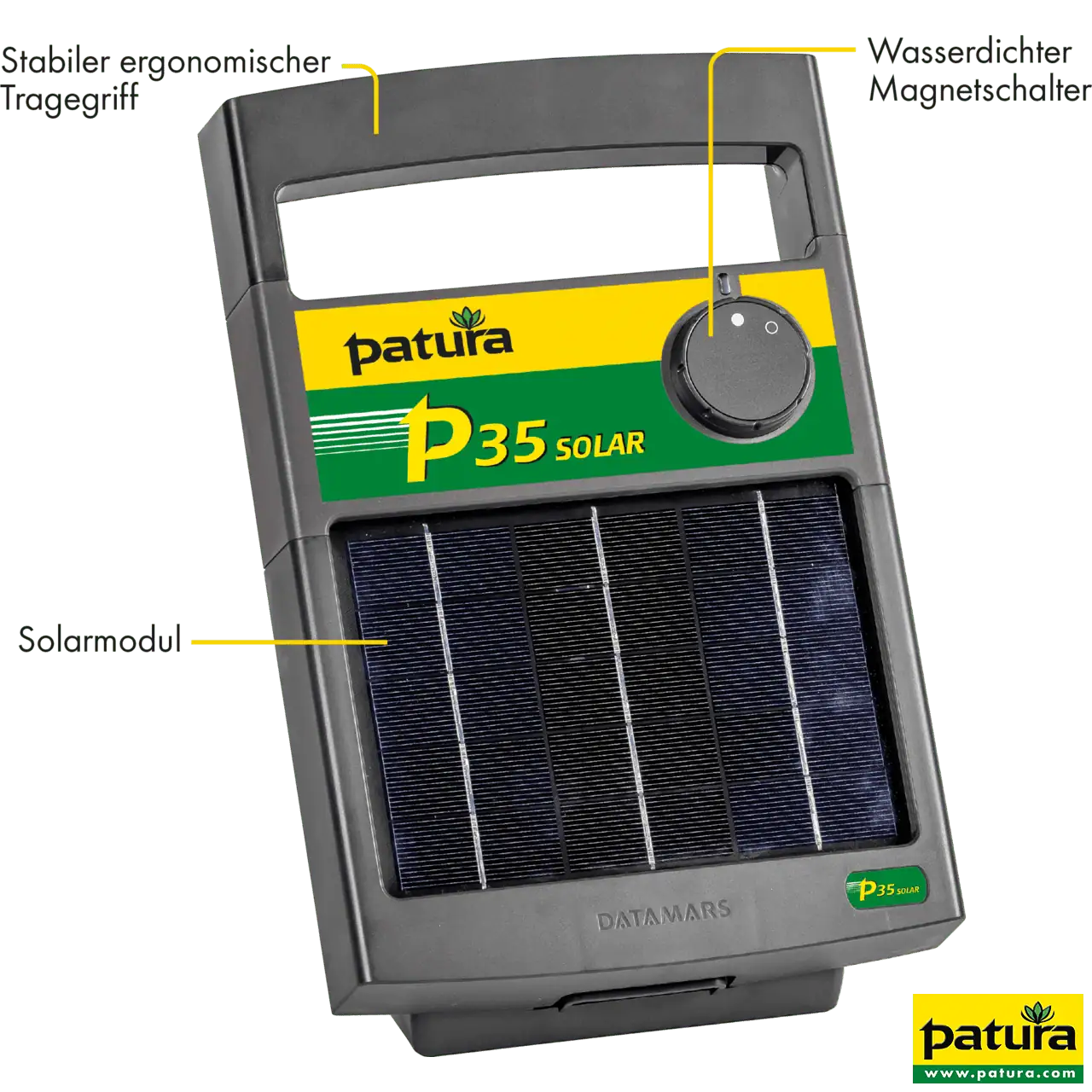 PATURA P35 Solar Weidezaungerät, 3 W Solarmodul, 6 V 4 Ah Akku, 0,21 Joule