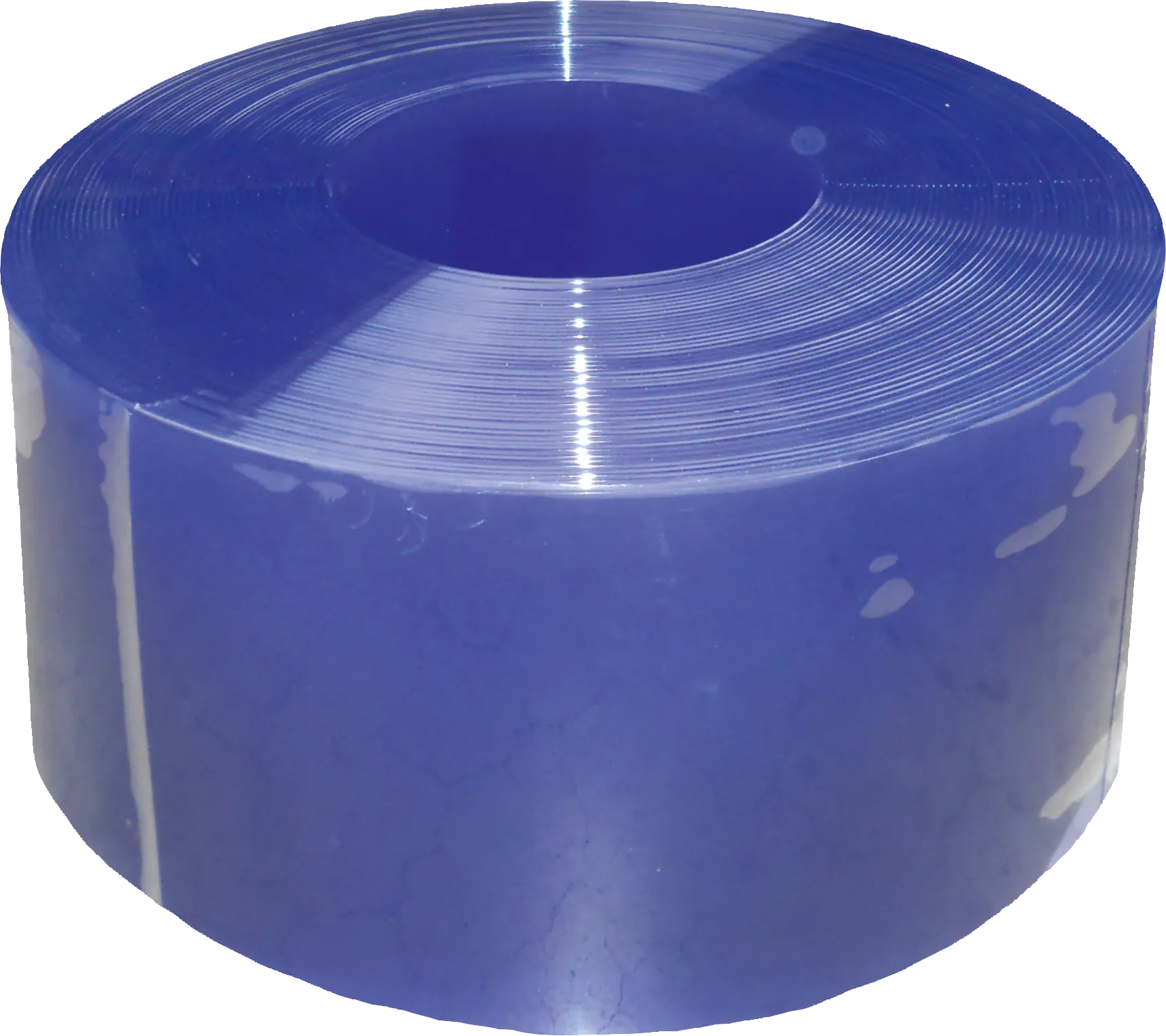 PVC-Streifen 300 x 3 mm blau transparent, 50 m Rolle