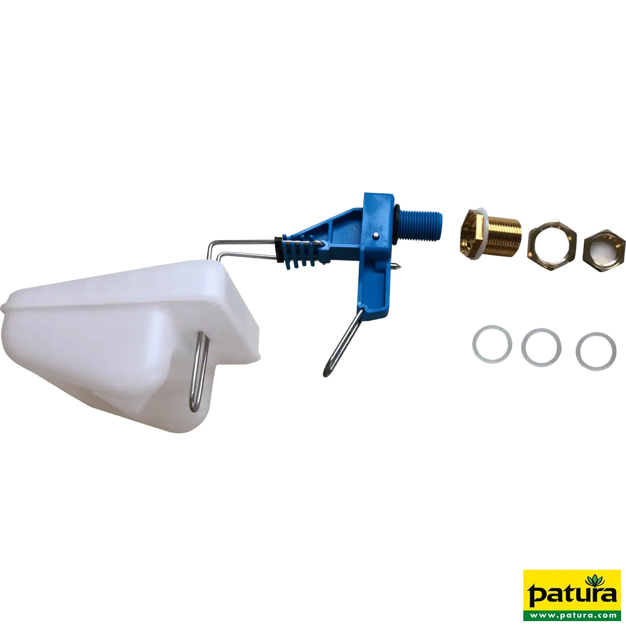 Niederdruckventil (blau) mit Schwimmer, Anschluß 1/2" oder 3/4" (inkl. Adapter)