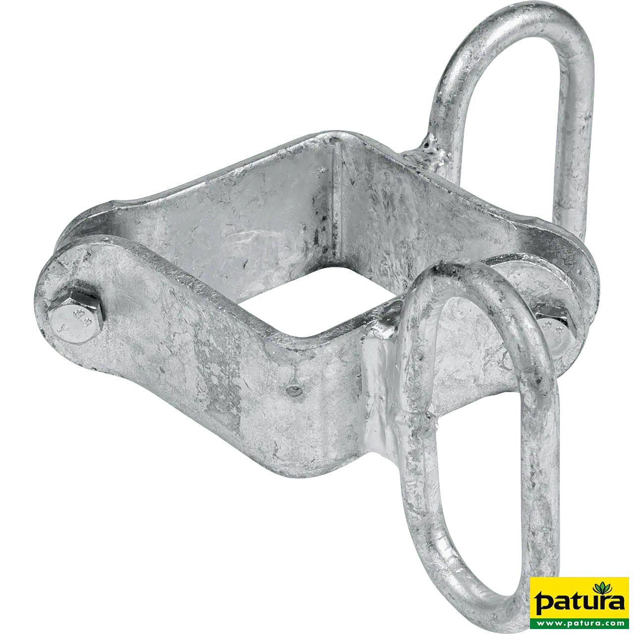 Schelle Quadrat 90 mm, 2 Riegelhalter, winklig, verzinkt