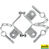 Schelle Quadrat 90 mm, 3 Halter, winklig, verzinkt