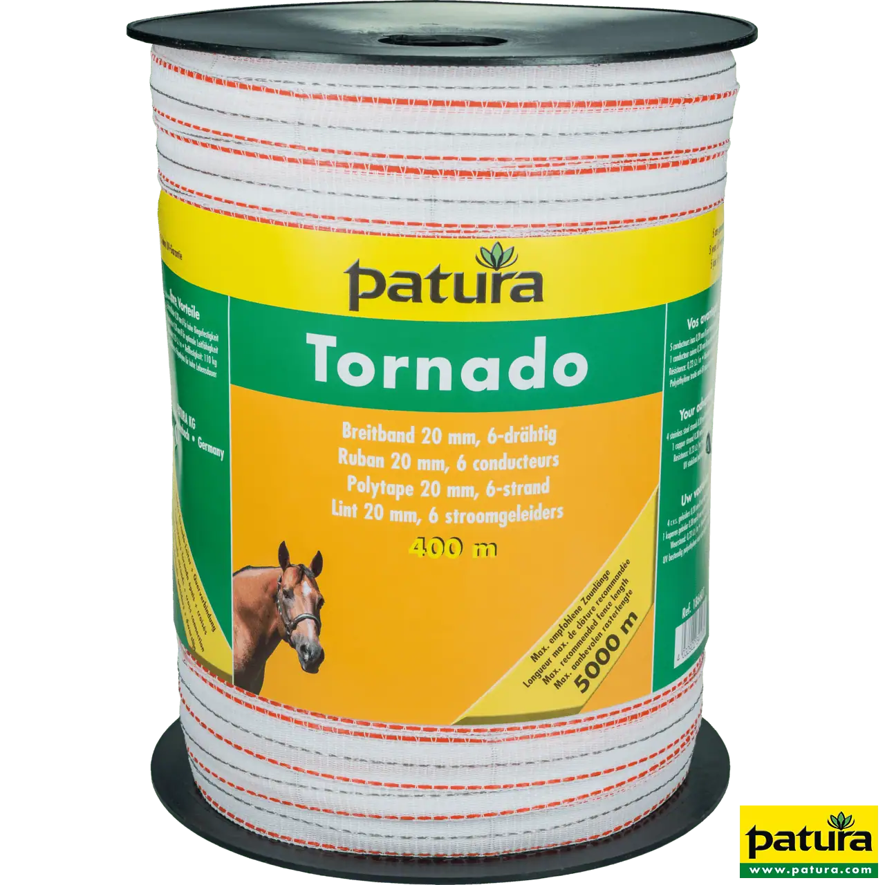 Tornado Breitband 20 mm, 400 m Rolle 5 Niro 0,20mm, 1 Cu 0,30mm, weiss-orange