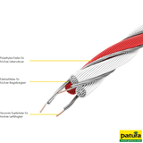 PATURA Tornado XL Weidezaunlitze, 8 x Edelstahl Ø 0,20 mm, 3 x Kupfer Ø 0,30 mm, weiß-rot, 1000 m