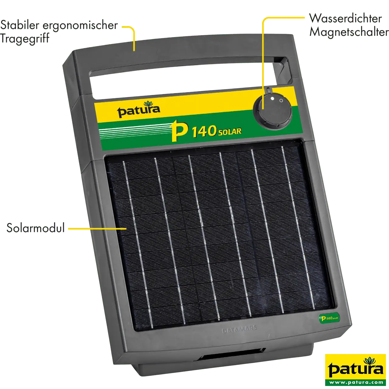 PATURA P140 Solar Weidezaungerät, 9,6 W Solarmodul, 1,3 J, 12 V 7 Ah Akku