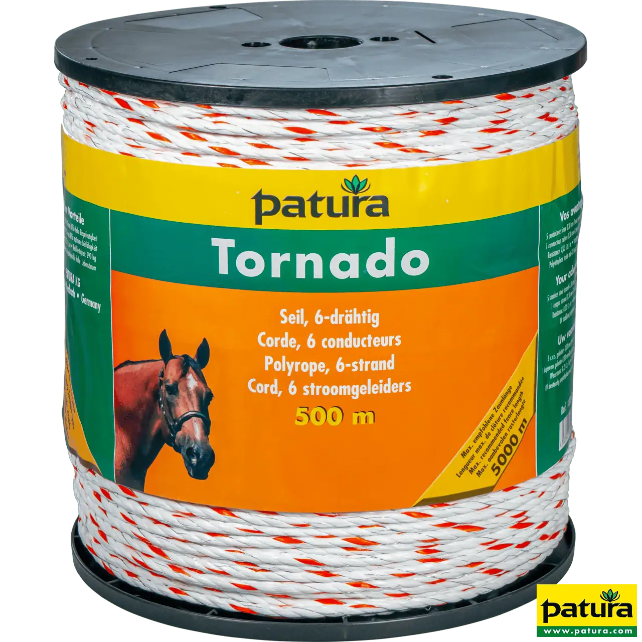 Tornado Seil, 500 m Rolle, weiss-orange 5 Niro 0,20 mm, 1 Cu 0,30 mm