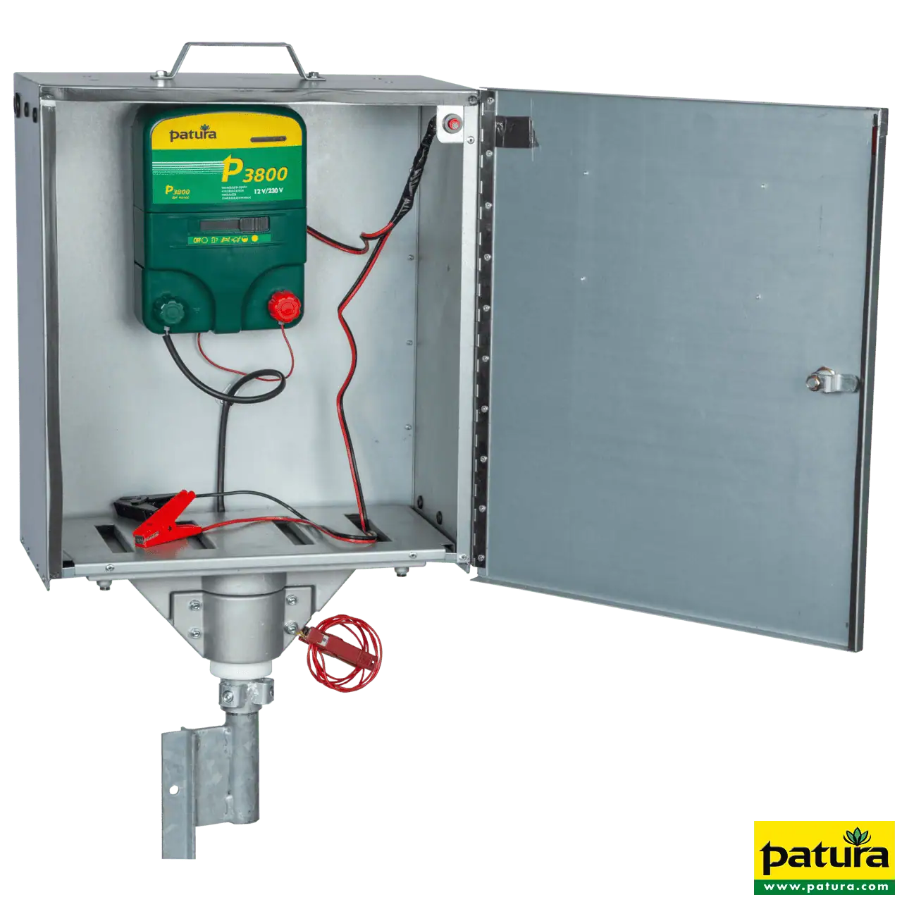 P3800 Weidezaungerät, 230 V/12 V, elektrifizierte Box, Erdstab, 6,3 Joule