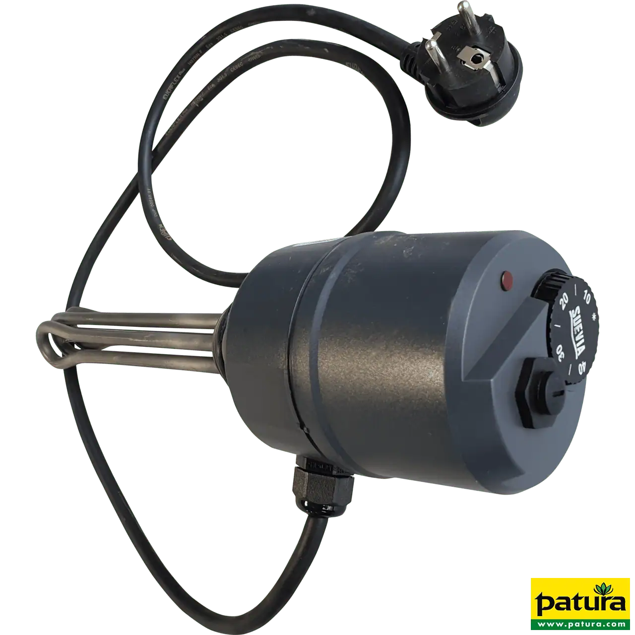 Einschraubheizkörper 3000 W, 230 V, mit O-Ring, Anschlusskabel mit SCHUKO-Stecker schwarz, kompatibel mit Umlaufheizung Modell 303