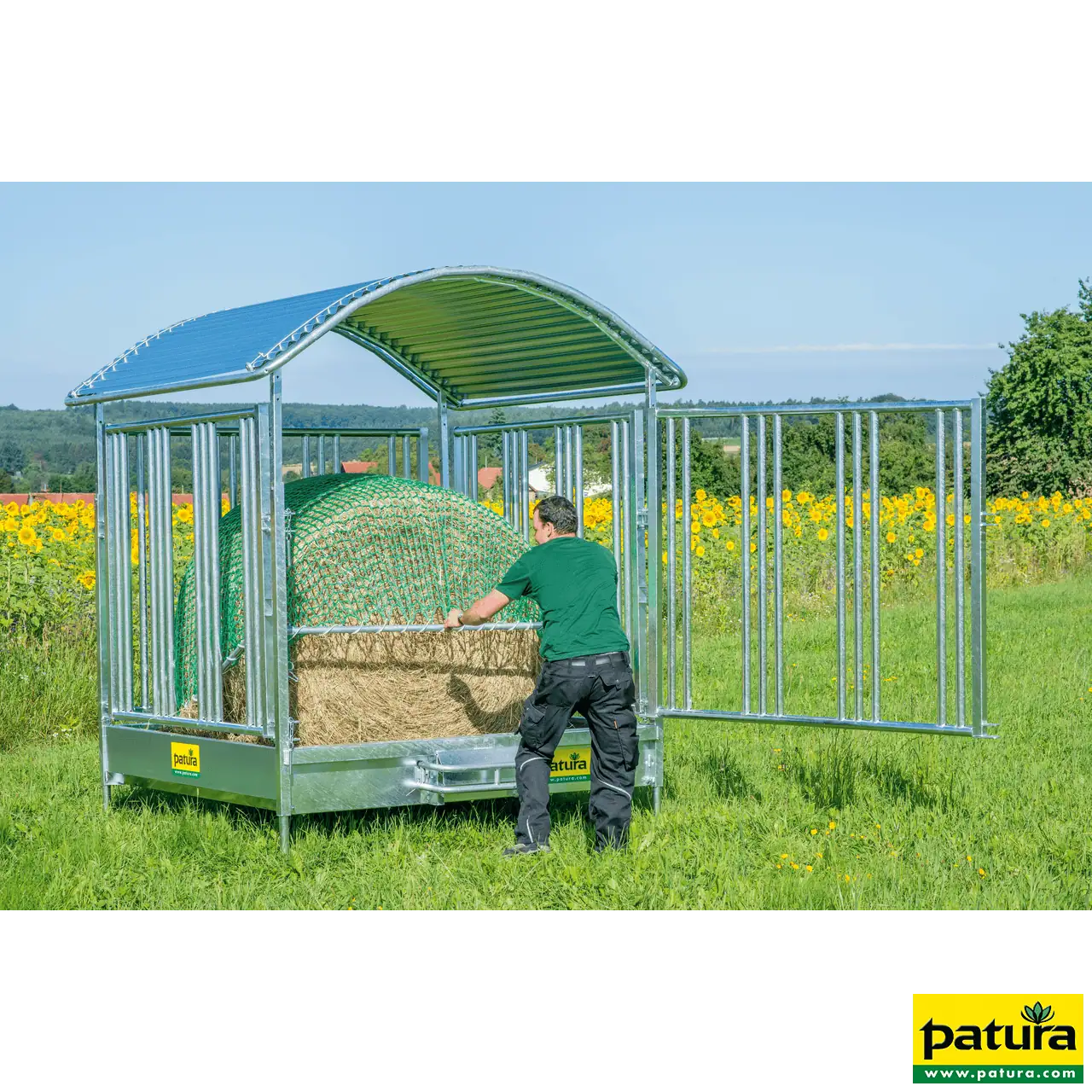 Rahmen für Futtersparnetz für Großballenraufe