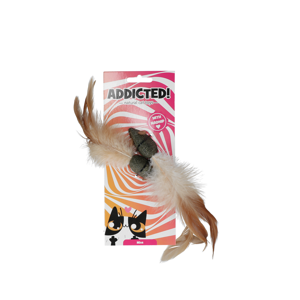 Addicted!, Katzenspielzeug Maus mit Federn, gefüllt mit Madnip