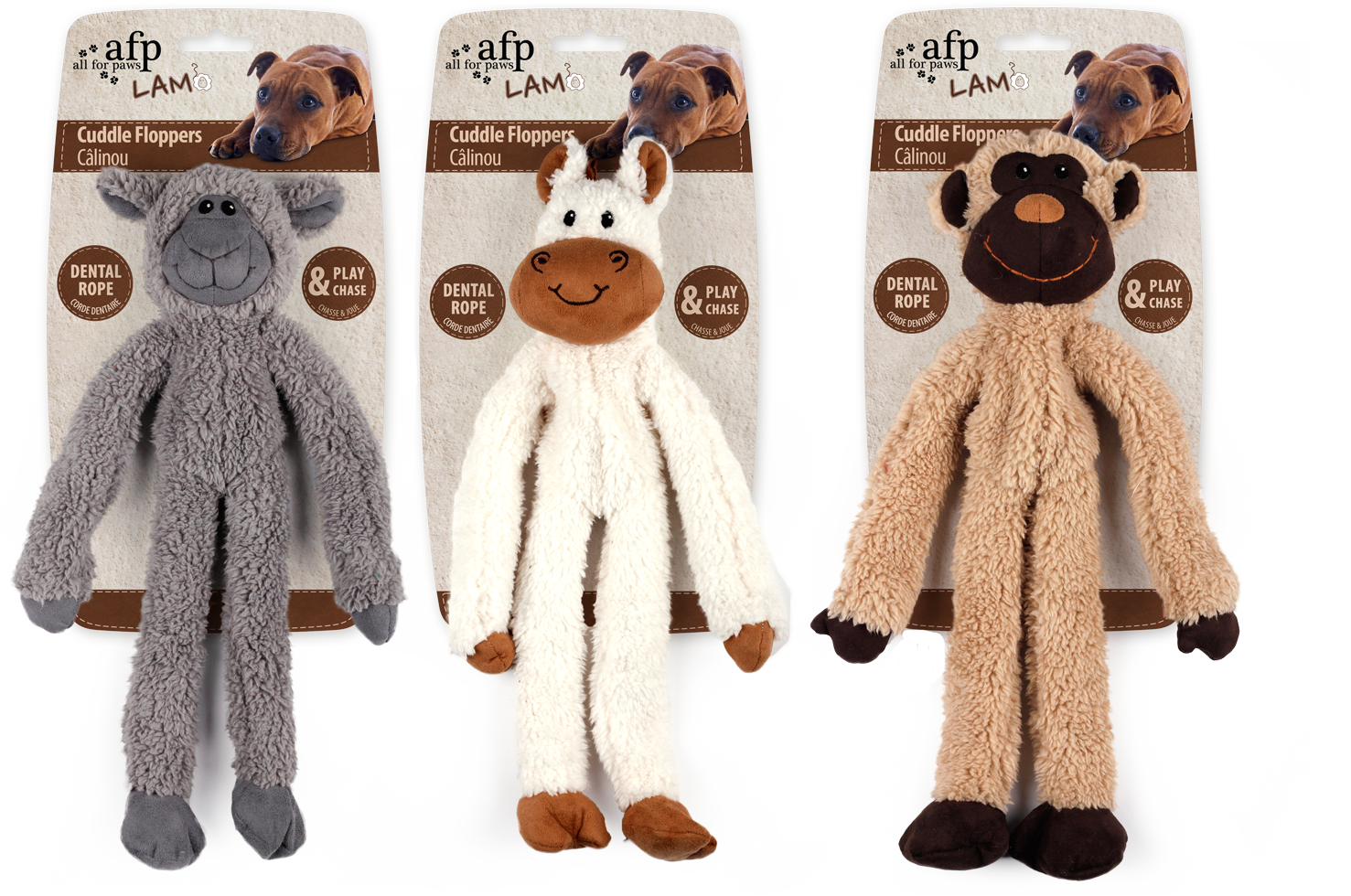 AFP Hundespielzeug, Lambswool Cuddle Floppers, Faux Fleece, Quietscher, 43 x 16 x 6,5 cm