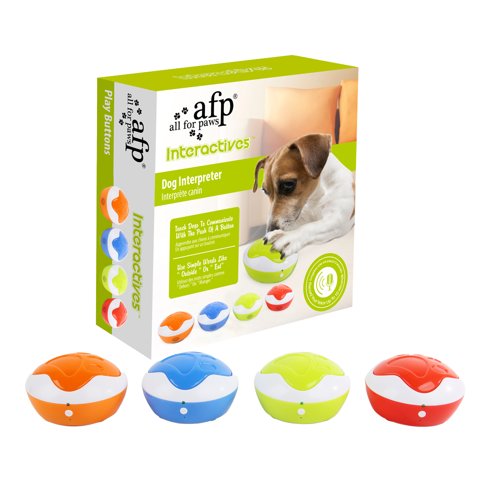 AFP Hundespielzeug, Interaktives Trainings-Button-Set, Sprachaufnahme, 4 Stk, je 11 x 11 x 6 cm