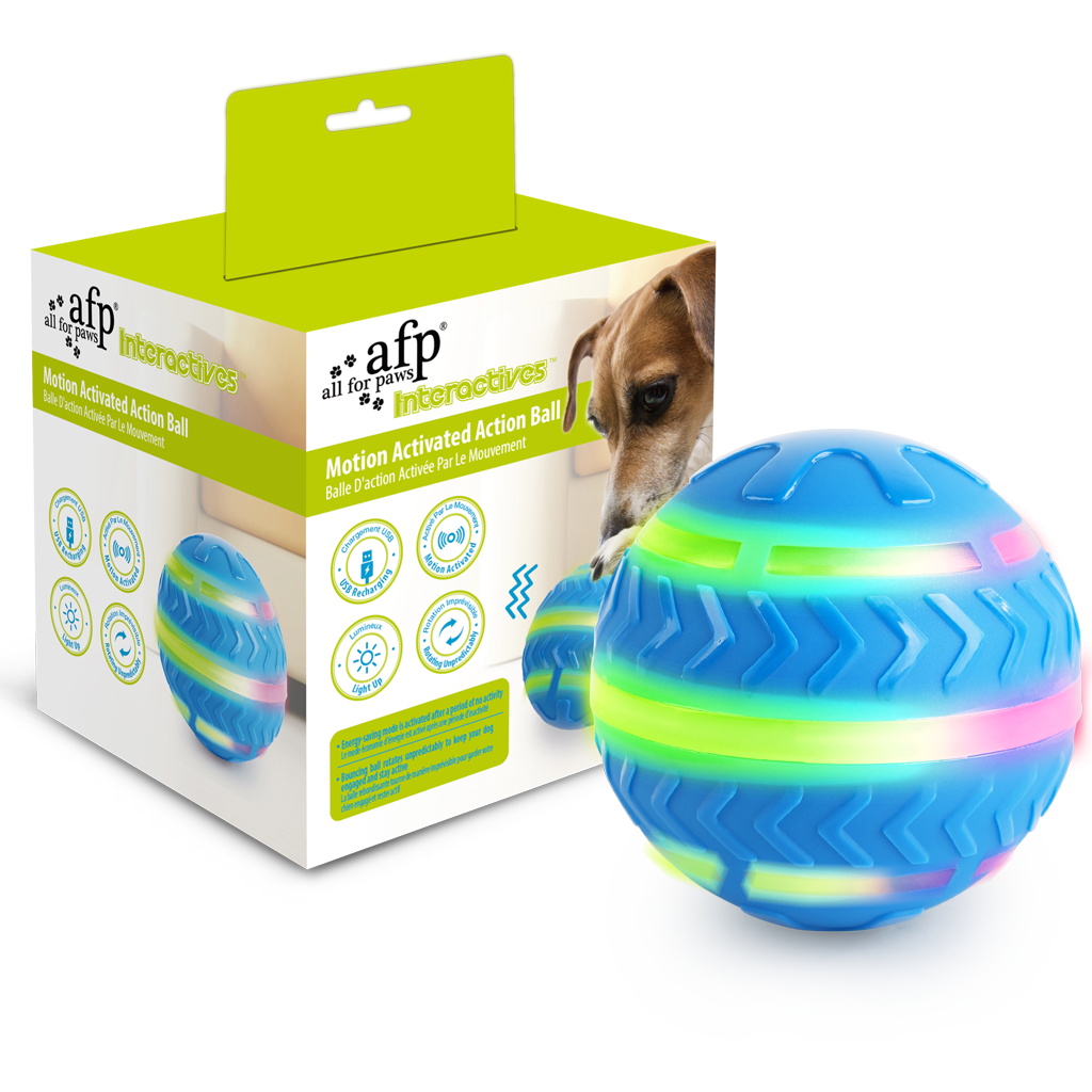 AFP Hundespielzeug, interaktiver Ball, bewegungsaktiviert, LED, wiederaufladbar