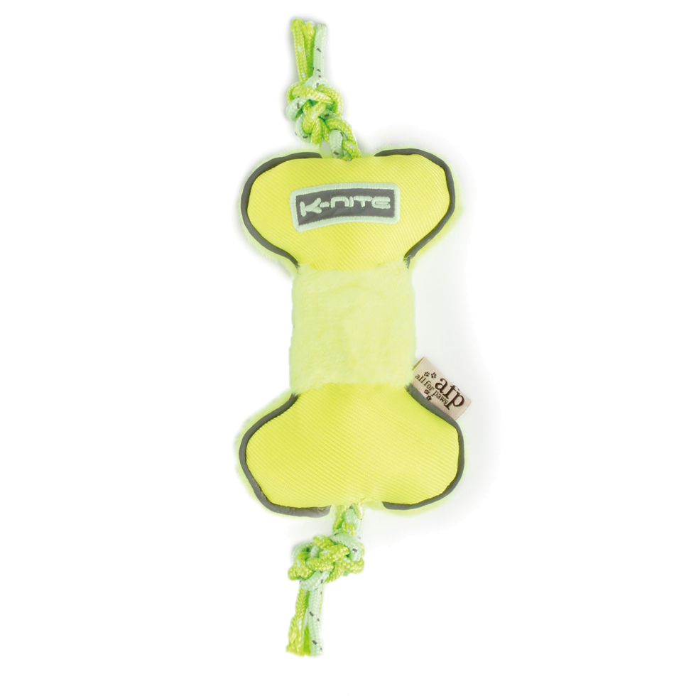 AFP Hundespielzeug, Rope Bone, leuchtet im Dunkeln, mit Quietscher, 30 x 15 cm