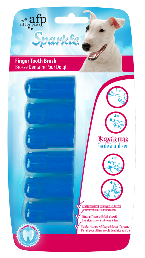 AFP Sparkle Fingerzahnbürste, antimikrobiell, für Hunde und Katzen, 6 Stk
