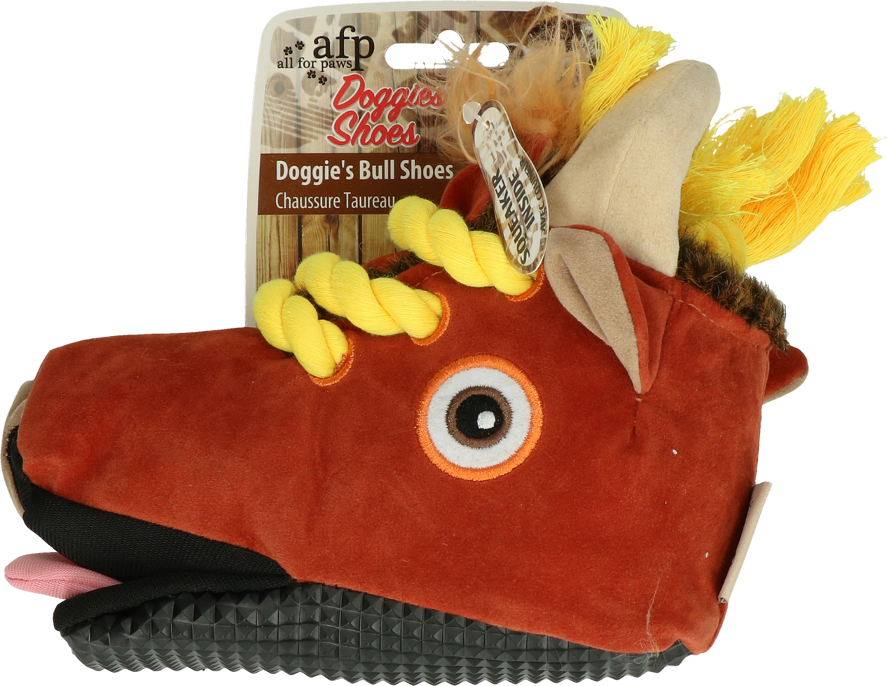 AFP Hundespielzeug Schuh, Frottee innen, Quietscher, Baumwollseil, 18 x 8 x 16 cm