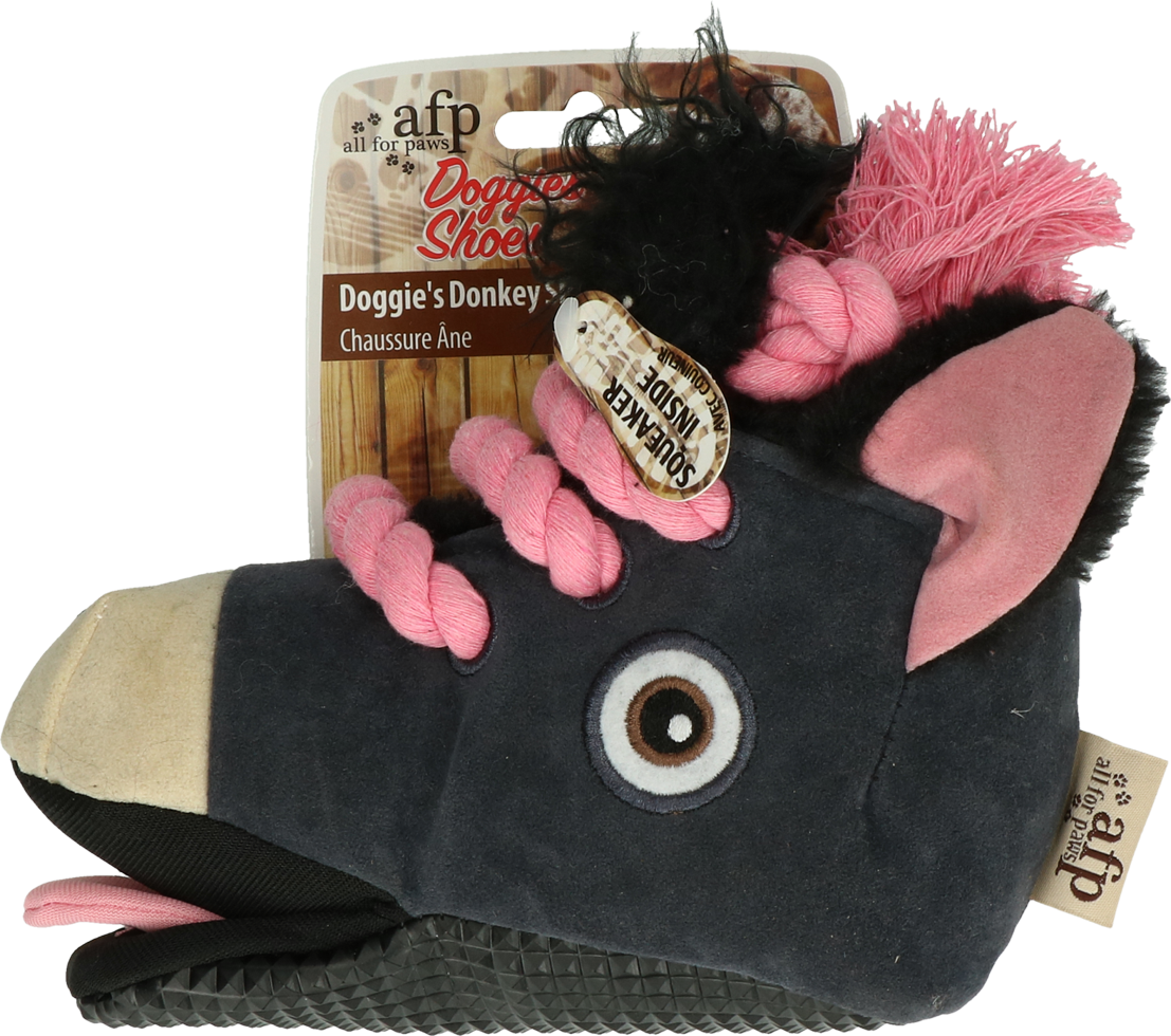 AFP Hundespielzeug, Schuh Esel, mit Quietscher, Baumwollseil, 18 x 8 x 16 cm