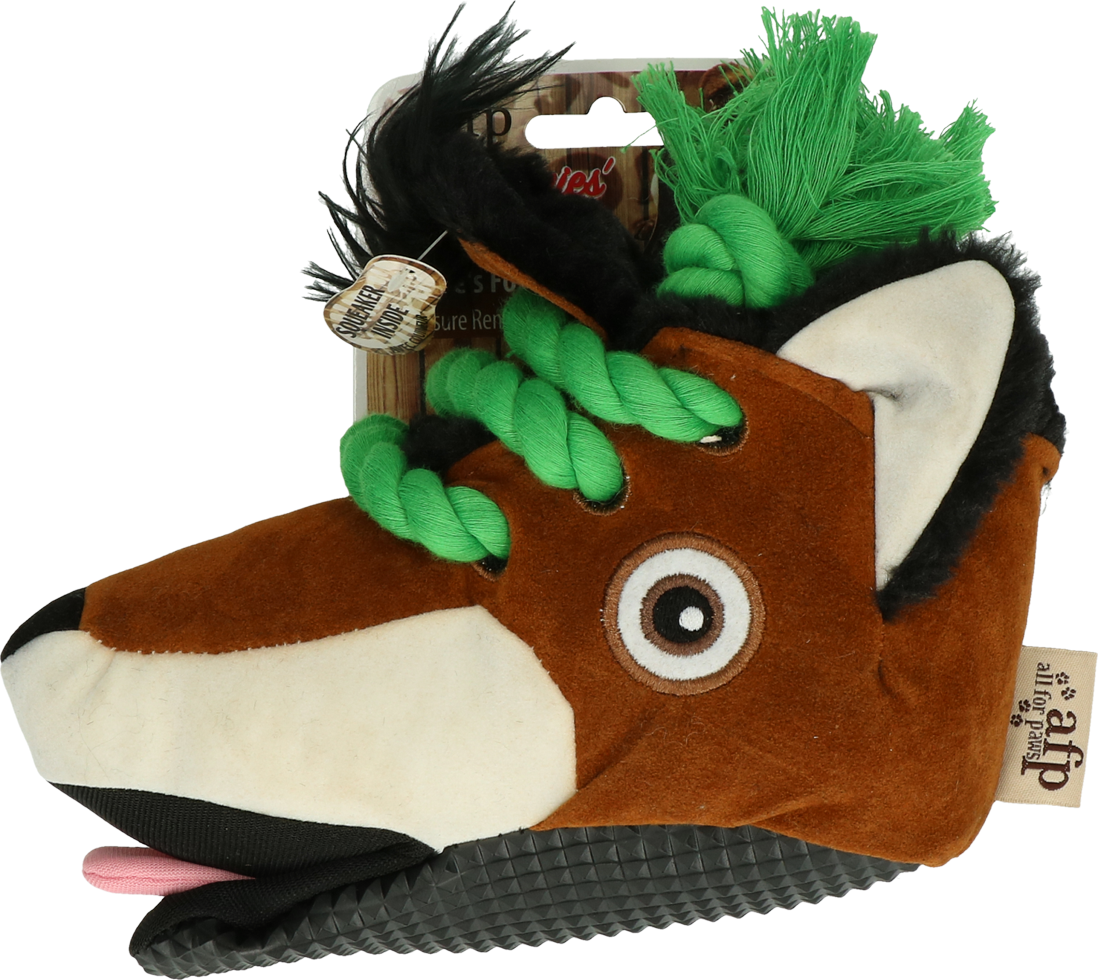 AFP Hundespielzeug Schuh, Frottee innen, Quietscher, Baumwollseil, 18 x 8 x 16 cm
