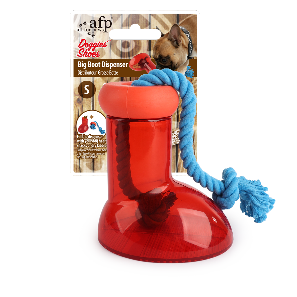 AFP Snackspender für Hunde, Stiefelform, Seil, Größe S, 10 x 10 cm