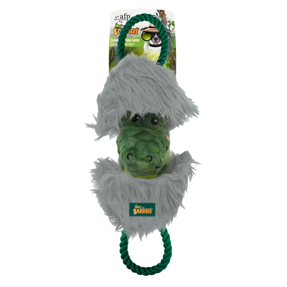 AFP Hundespielzeug Alligator, Seilgriffe, Quietscher, 42 x 14 x 11,5 cm