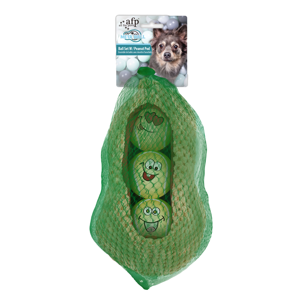 AFP Hundespielzeug-Set, 3 Bälle, Ø 6,3 cm, mit Quietscher, Peanut Pod