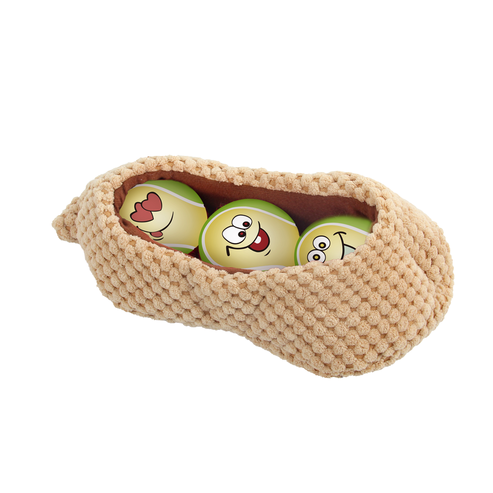AFP Hundespielzeug-Set, 3 Bälle, Ø 6,3 cm, mit Quietscher, Peanut Pod