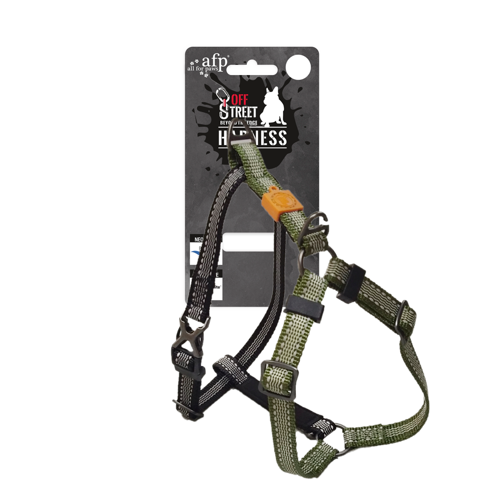 AFP Hundegeschirr, Non-Pull, Off Street, olivgrün, L, 62–80 cm Brust, 2,5 cm Breite