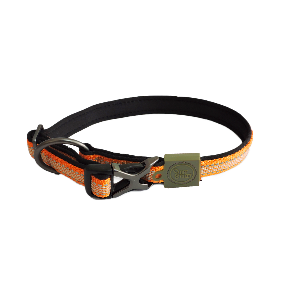 AFP Hundehalsband Off Street, Neopren, reflektierend, olivgrün, Größe M, 35–55 cm x 2 cm