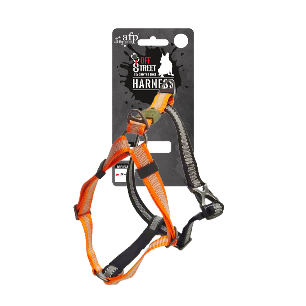 AFP Hundegeschirr, Non-Pull, Off Street, Größe L, Brustumfang 62–80 cm, Breite 2,5 cm, Mandarine