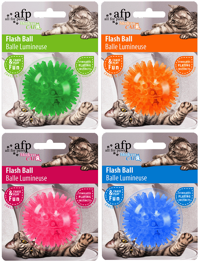 AFP Katzenball, blinkend, Kautschuk, Neonfarben, Ø 5 cm