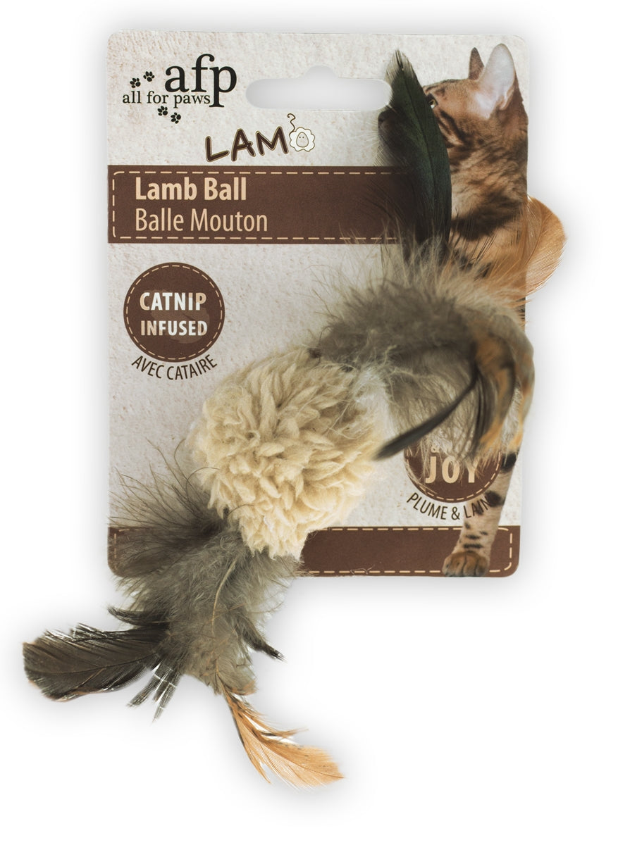 AFP Katzenball, Lambswool, Federn, Catnip, 5 x 5 x 3 cm
