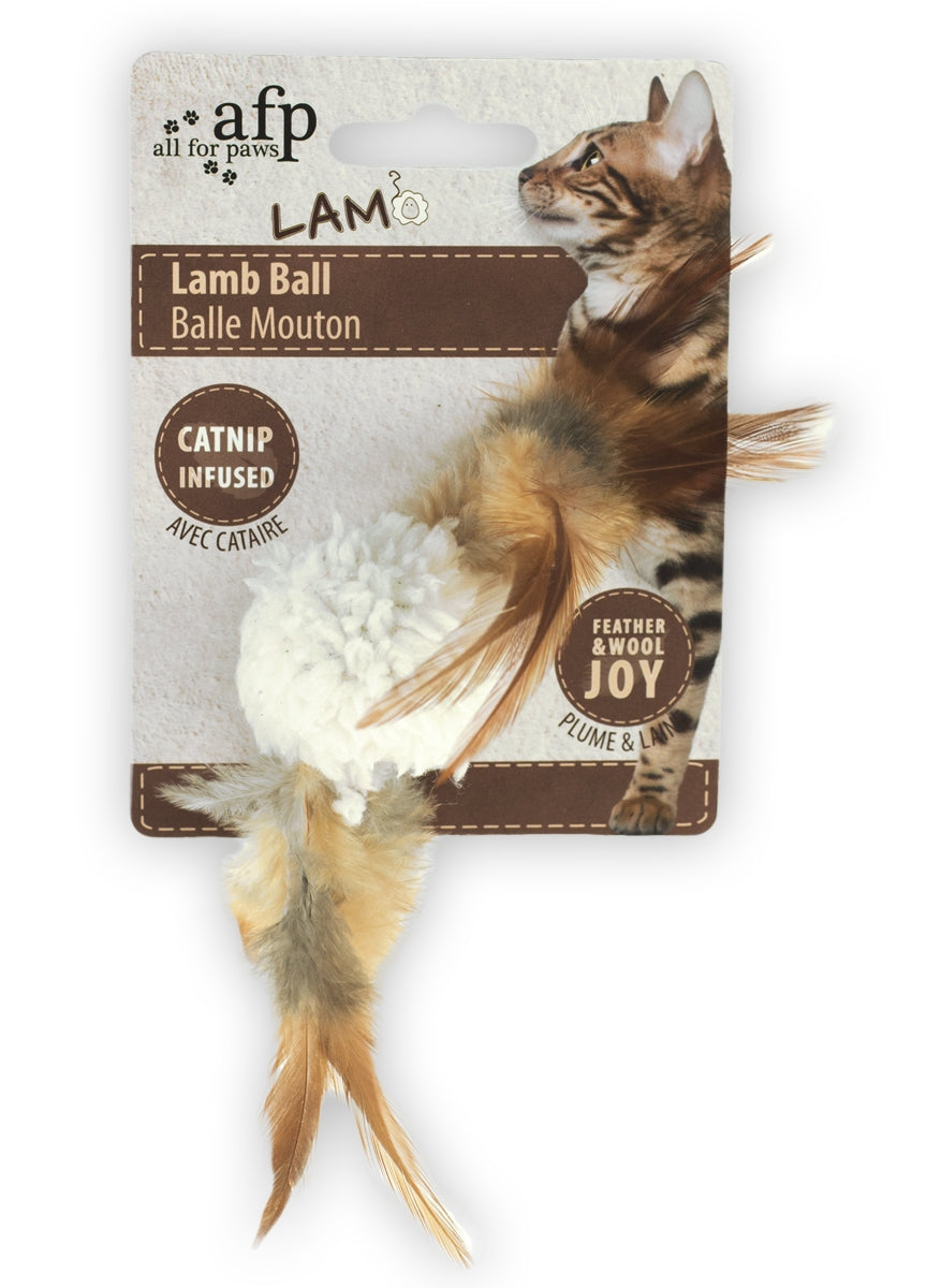 AFP Katzenball, Lambswool, Federn, Catnip, 5 x 5 x 3 cm