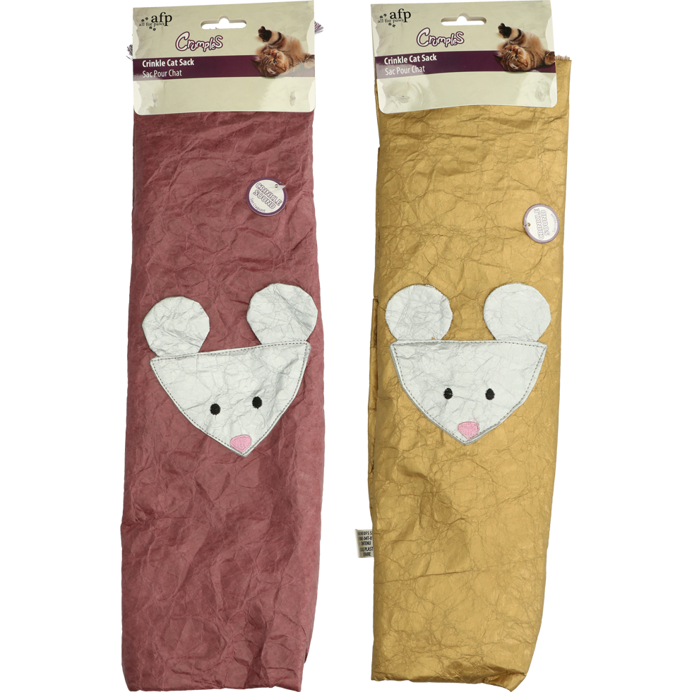 AFP Crumples Katzensack, knisternd, mit Spielzeug, lila, 45 cm