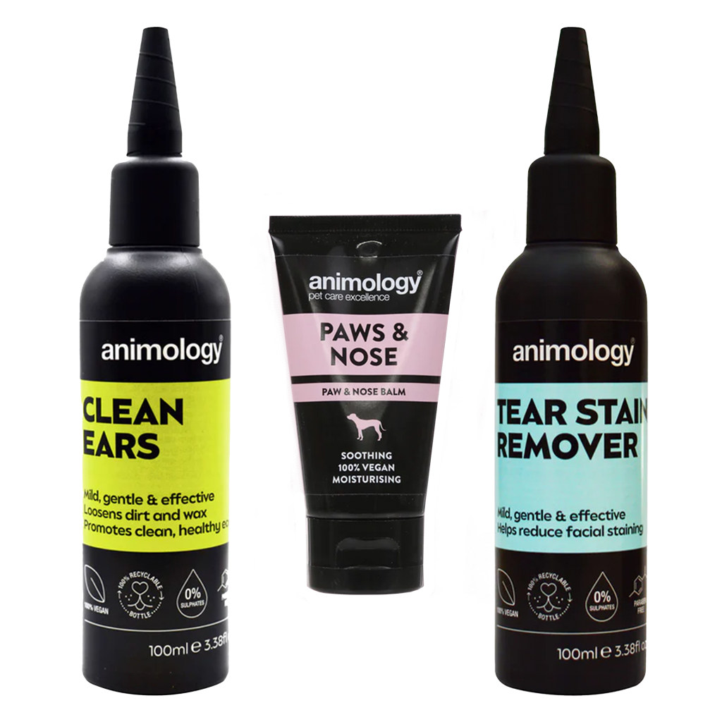 Animology Hundepflege Set, Reinigung Ohren, Augen, Pfoten, Nase, 3-teilig
