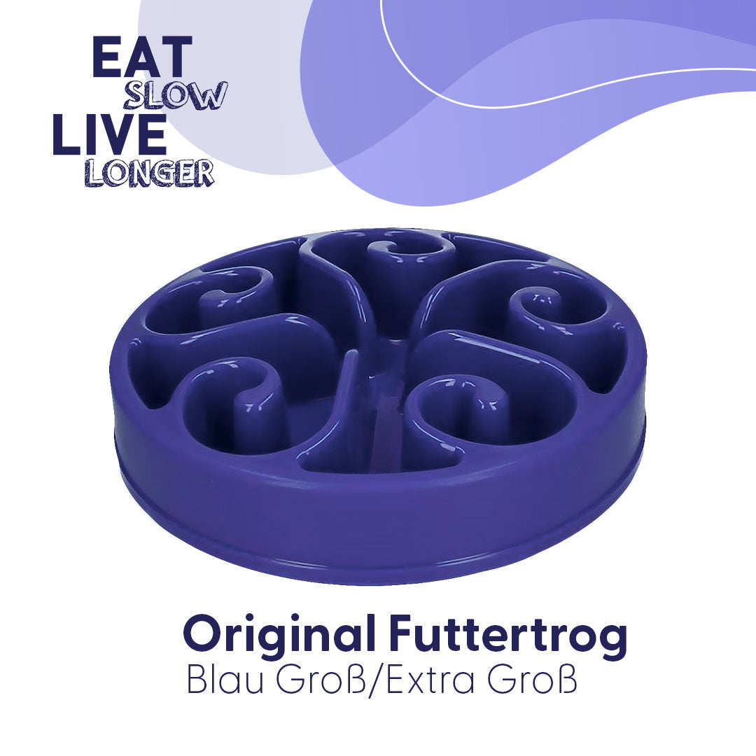 Eat Slow Live Longer Anti-Schlingnapf, Original, Blau, L, 30 x 7 cm