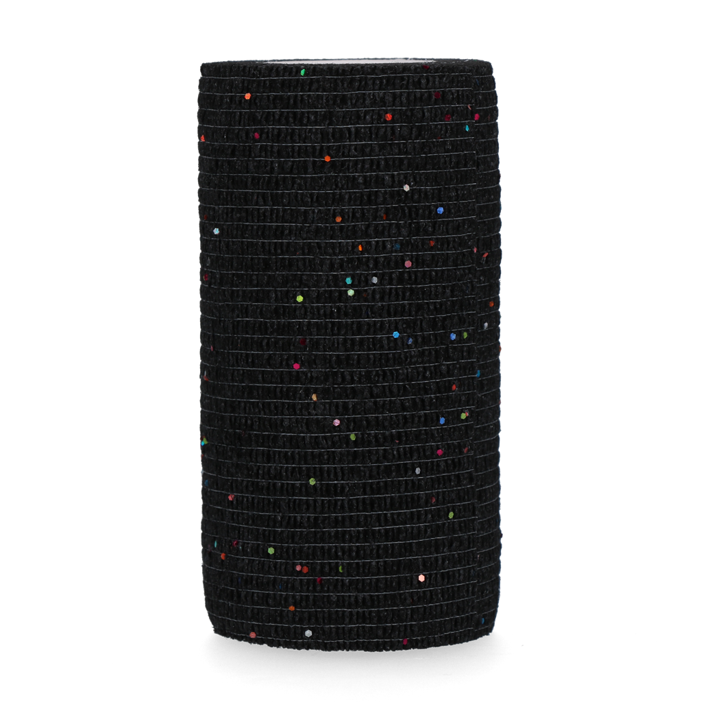 Excellent Animal Glitter Bandage, selbstklebend, elastisch, 10 cm, schwarz