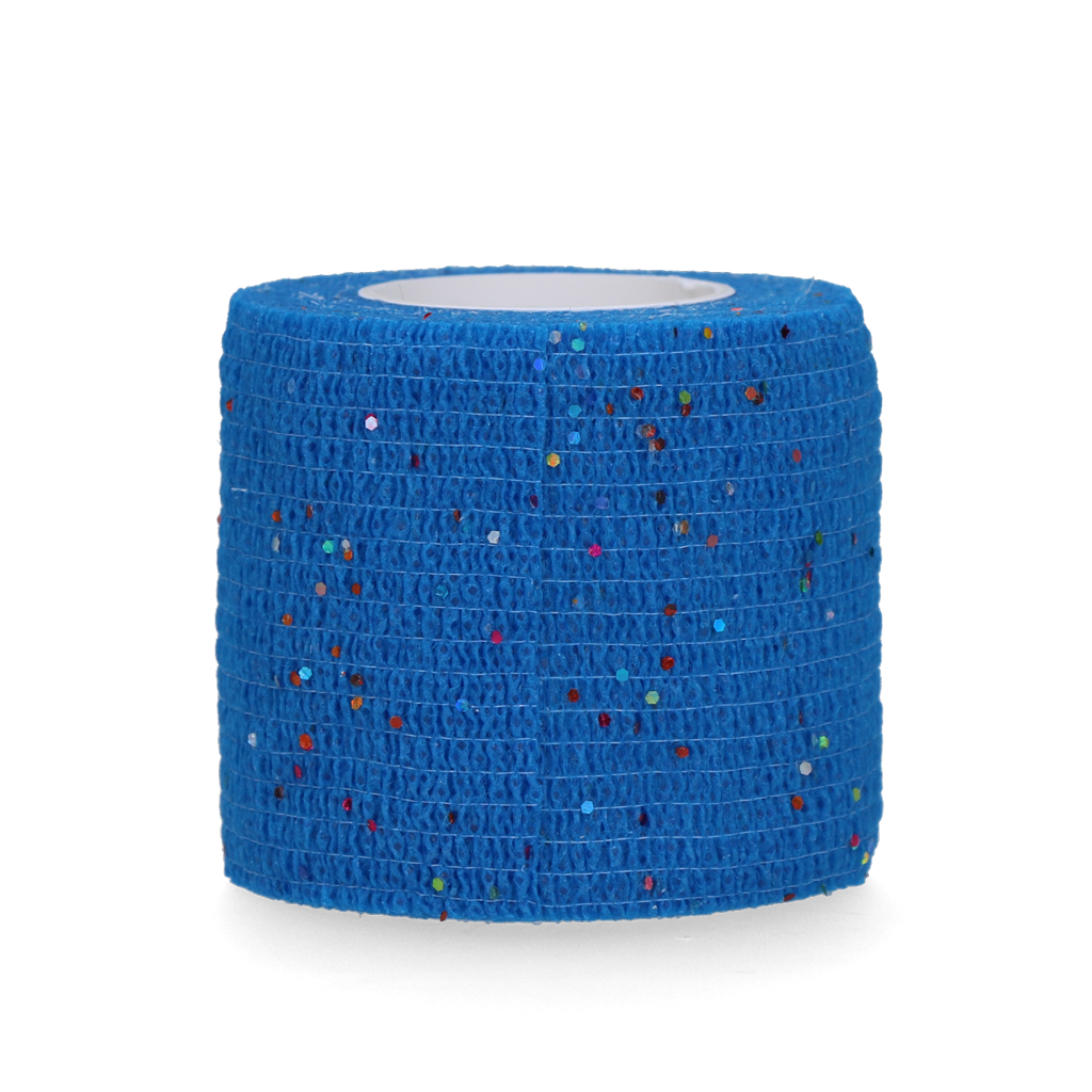 Excellent Animal Bandage, selbstklebend, elastisch, 5 cm, blau, Glitzer