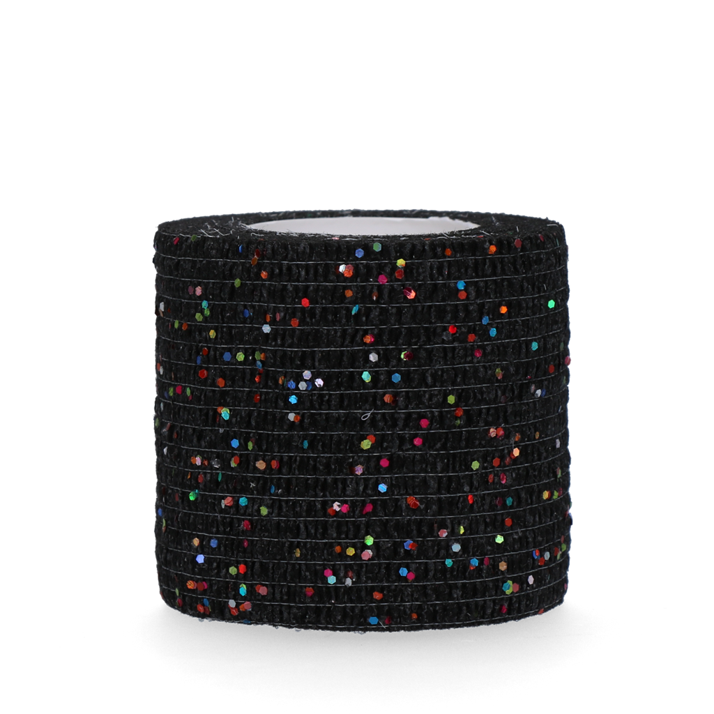 Excellent Animal Glitter Bandage Pro, selbstklebend, elastisch, 5 cm, schwarz