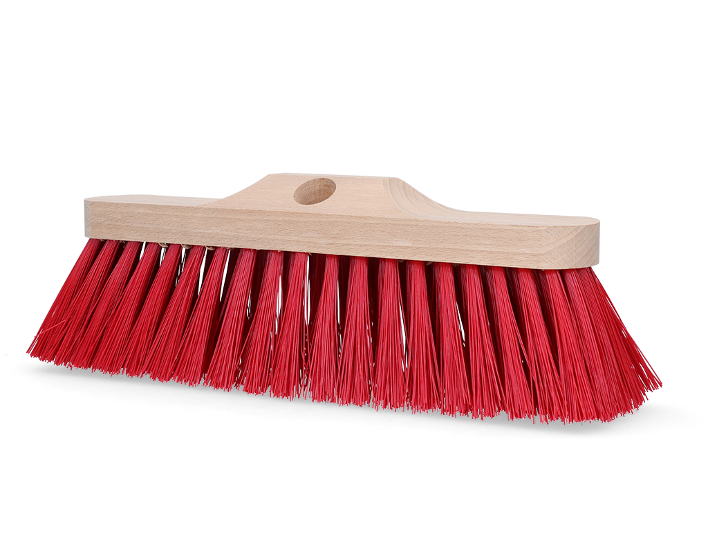 Bürsten Walter Straßenbesen, Elaston, Kunststoff rot, Holzrahmen, 30 cm, Griffloch Ø 28 mm