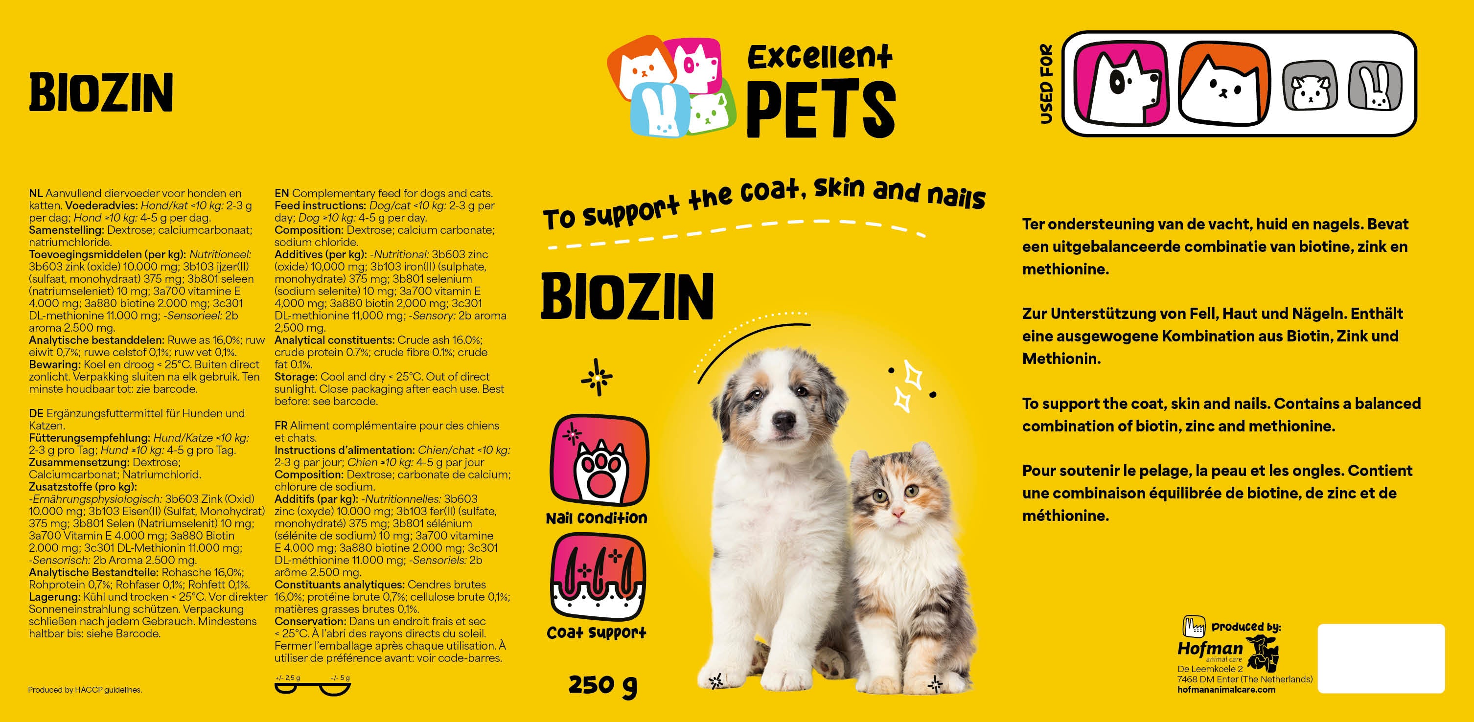 Excellent Pets Biozin, Ergänzungsfuttermittel für Hunde und Katzen, 750 g