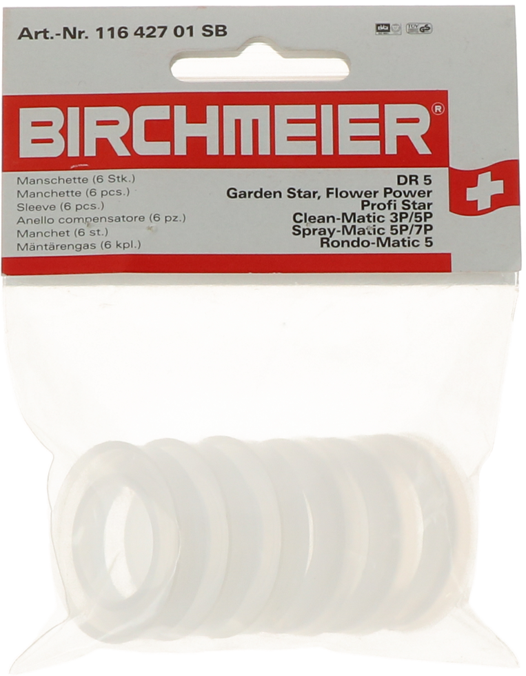 Birchmeier Kolbenringe, passend für DR5 Pulversprayer, 6 Stk
