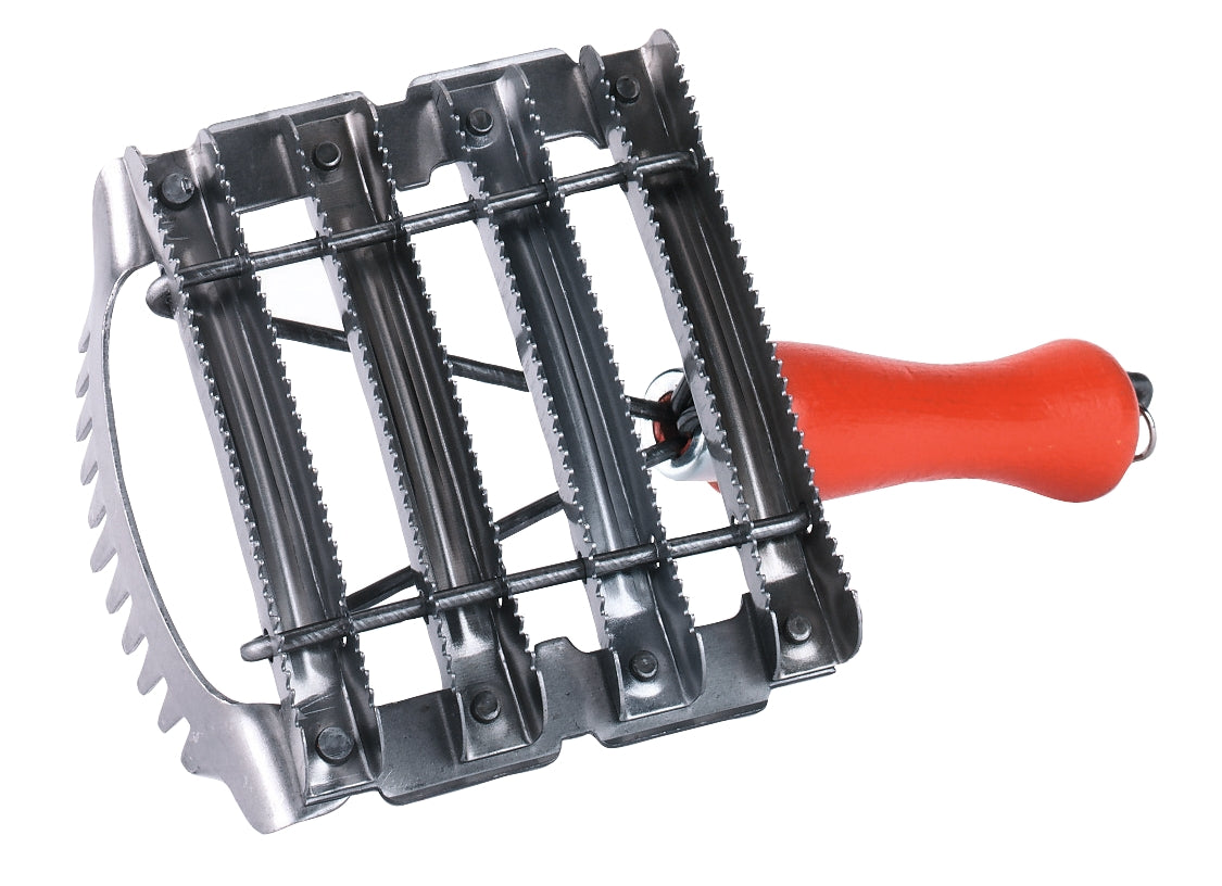 Metall-Striegel, 8-reihig, durchbrochen, ergonomischer Handgriff, für Pferde